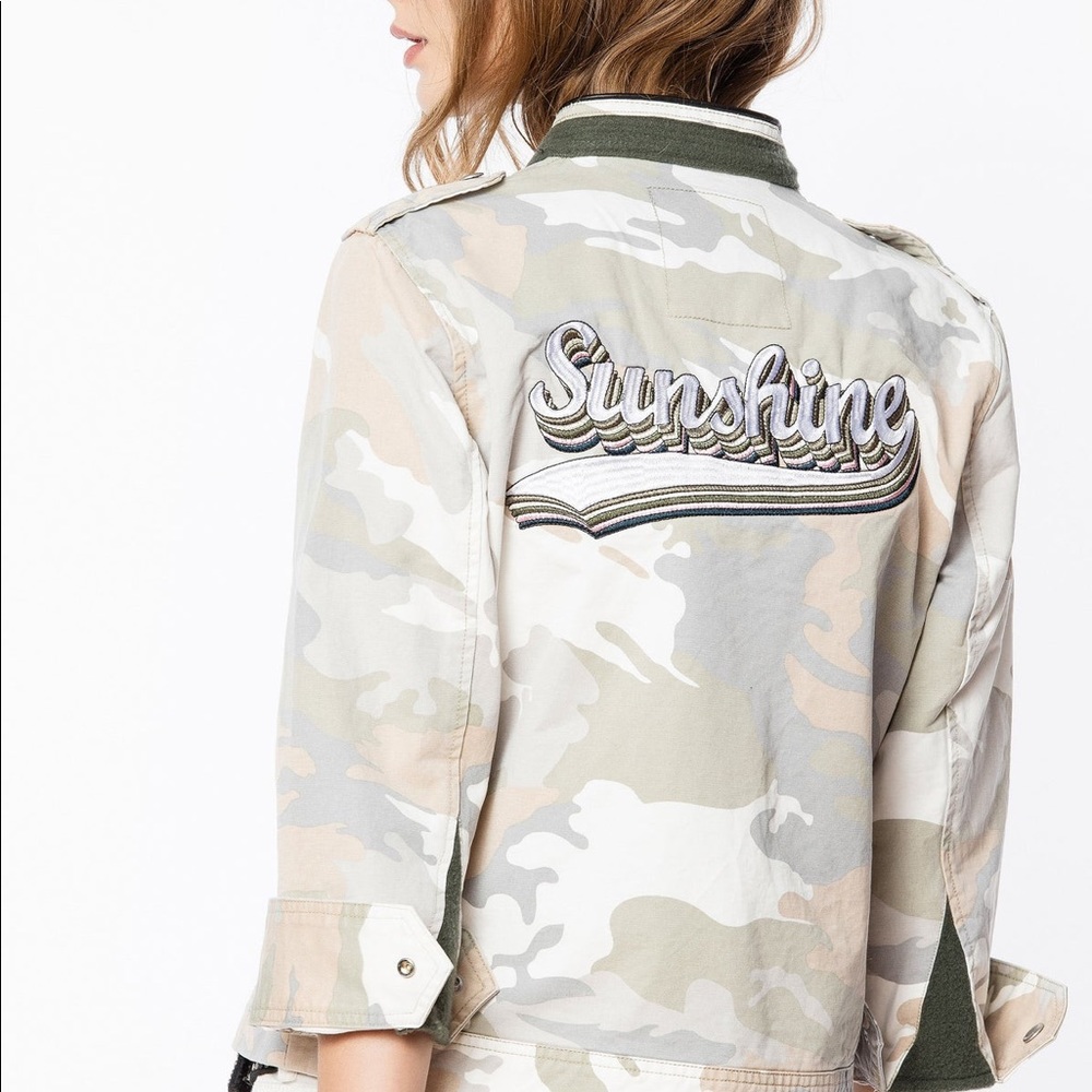 Light camo embroidered bomber jacket